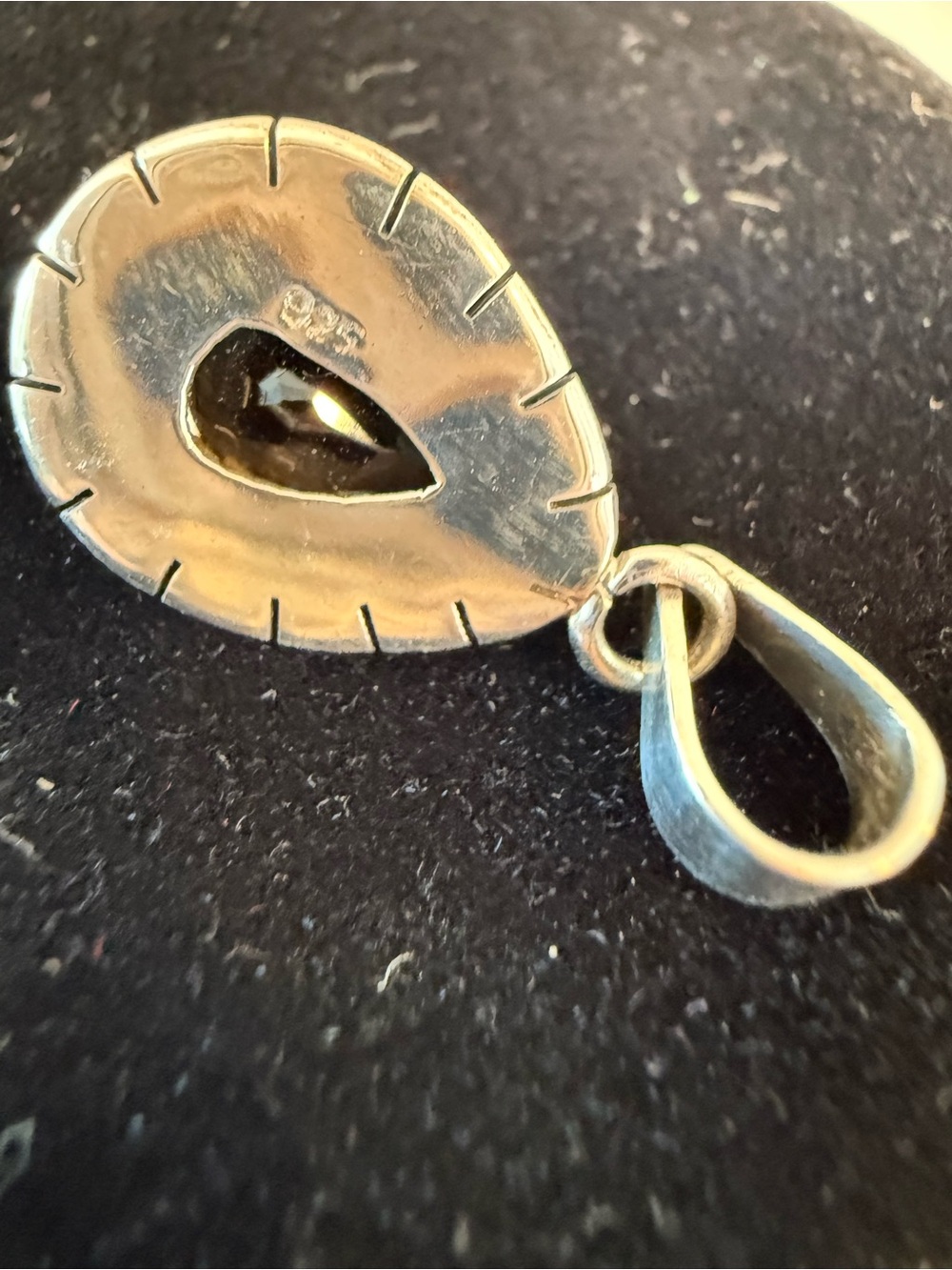 Sterling-Silver Teardrop Pendant with Dark Smoky Quartz Gem - Picture 3 of 6